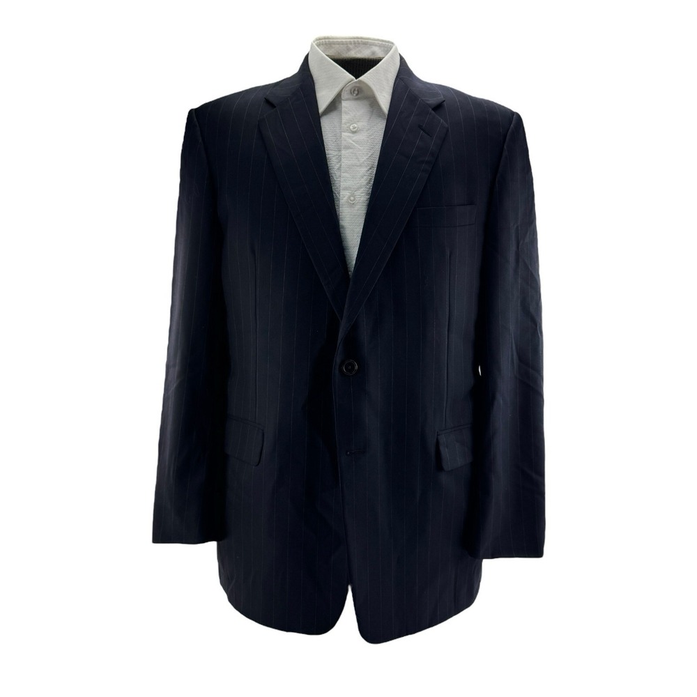 Hickey Freeman Loro Piana Super 130's Wool 2 Button Blazer 44R Blue Pinstripe